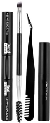 Bond And Seal Lash Glue Kit 4pcs - Eyelash Cluster Glue Bond And Seal - Eyelash Remover, Tweezers And Portable Eyelash Brush - Waterproof Strong Hold Individual Eyelash Glue For Sensitive Eyes