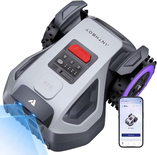 ANTHBOT M5 Robot Cortacésped - 500 m², NetRTK+4G, Doble IA Cámara， Evitación Inteligente de Obstáculos, Cartografía Automática, Gestión Inteligente de Zonas a Través de la APP， pendientes de 24°