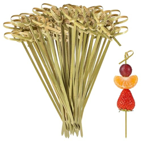 100 Pcs Cocktail Sticks,12cm Bamboo Skewers Cocktail Picks for Appetizers | Toothpicks Wooden for Canapes Burger Fruit Drinks,Food Picks Decorative Pick for Picnic Christmas Party and Catering Supplies