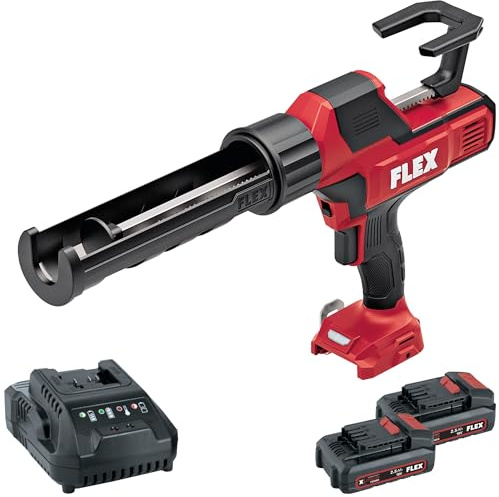 Flex Akku-Kartuschenpresse CG 310 18 C + P-Set 22 Q (schwarz/rot, Akku-Kartuschenpresse 18 V + Akku-Packs 5,0 Ah 18 V + Schnelladegerät 12/18 Volt, mit Ladezustandsanzeige, mit Entladeschutz) 535923