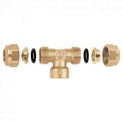 Caleffi 906852 raccordo tee, tenuta O-Ring, 3/4'' F x 22, per rame