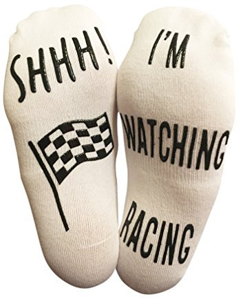'Shhh I'm Watching Racing' Funny Novelty Socks For Those People That Love Racing (Ankle Lounge Socks)