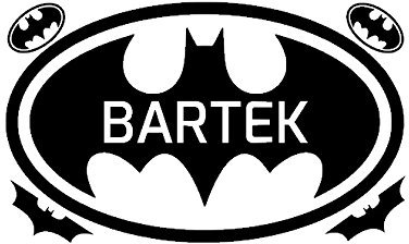 Der Name des Kindes und das Batman-Logo. Blatt 60x90cm Aufkleber an der Wand. Dekoration für ein Kinderzimmer. Schöner Wandaufkleber. Plus kostenlose vier Aufkleber mit dem Batman-Logo!