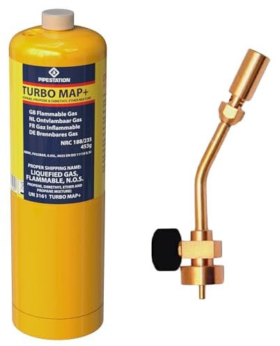 Profire Gas Torch and 1x Mapp Gas Canister - Map Pro Plus Disposable Cylinder Bottle Cartridge for Blow Torch, Plumbing Tools, Blowtorch Canisters for Plumbers, Soldering Torch, Mechanics, Jet Burner