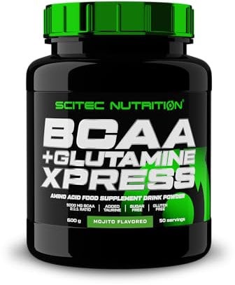 Scitec Nutrition BCAA + Glutamine Xpress - Essentielle Aminosäurenmischung - mit 5g 2:1:1 BCAAs - 5g Glutamin - angereichert mit Taurin, 600 g, Mojito