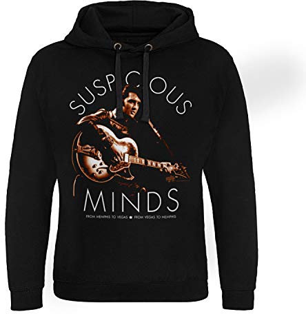 ELVIS PRESLEY Offizielles Lizenzprodukt Suspicious Minds Epic Kapuzenpullover (Schwarz), X-Large