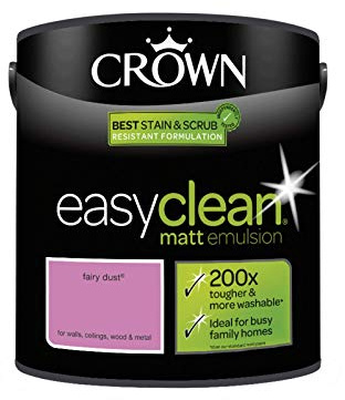 2.5L CROWN Easy Clean MATT Emulsion Multi Surface Paint That can be Used on Walls, Ceilings, Wood and Metal. Stain & Scrub Resistant Formula – Fairy Dust