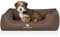 Knuffelwuff Orthopädisches Hundebett Chesapeake aus Laser gestepptem marmoriertem Kunstleder M-L 85 x 63cm Braun - Abnehmbarer Bezug - leicht zu reinigen - für große, mittelgroße und kleine Hunde
