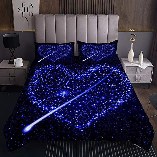 richhome Königsblau Volle Sterne Tagesdecke 220x240cm Himmelssterne Steppdecke für Kinder Jungen Mädchen Hellblau Weichste Bettwäsche Set Tagesdecke Bettbezug 3St