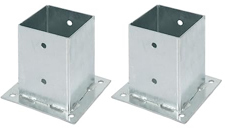 Alberts 215248 Aufschraubhülse | für Rund- oder Vierkantholzpfosten | feuerverzinkt | 101 x 101 mm | 2er Set
