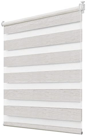 Deswell Doppelrollo Klemmfix ohne Bohren Leinen B85 x H210 cm (Stoffbreite 81cm) Rollos für Fenster ohne Bohren für Fenster mit Lichtdurchlässig & Verdunkelnd/Höhe Stufenlos Verstellbar