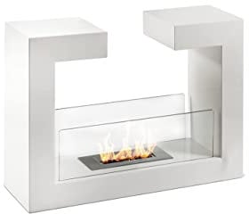 NORBE | Camino a Bioetanolo MAGNOR | Biocamino da Terra Bifacciale | Stufa a Bioetanolo | Dimensioni 78x25x58h cm | Potenza: 3,68 kw/h (BIANCO)