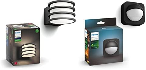 Philips Hue Lucca White LED Smart Outdoor Wall Light, Works with Alexa, Google Assistant and Apple HomeKit + Outdoor Motion Sensor