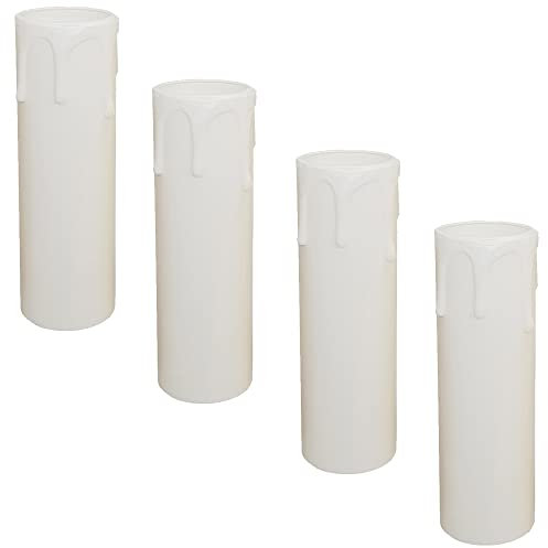 4x Kunststoffhülse Kerzenhülse L. 85mm Weiß mit Tropfenbildung für E14 Kerzenfassungen ø 24mm Kronleuchter Lüster