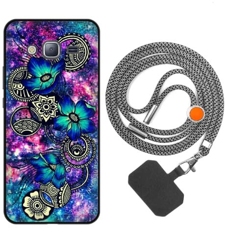 vingarshern Handyhülle Kompatibel mit Samsung Galaxy J3 2016 Hülle Silikon mit Aesthetic Muster,Stoßfest Schutzhülle mit Kordel,Weich Bumper Case mit Handykette/Umhängeban,Mandala
