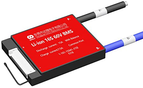 DALY BMS 16S 60V 15A Li-Ion Akku Management System Akku Pack Protection Board mit Common Port und Balance Leads für Home DIY 18650 Battery Electronic Device