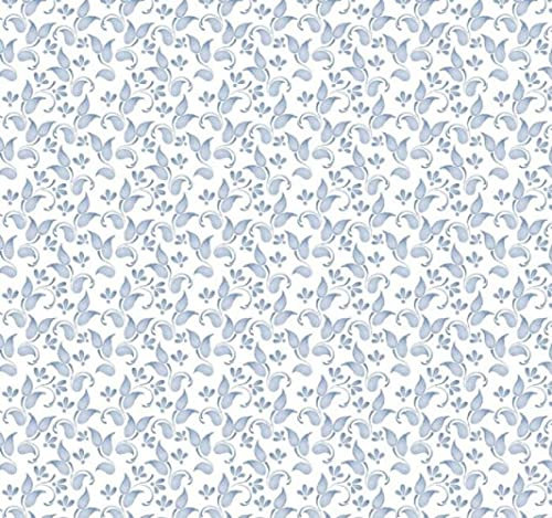 Melody Jane Dolls House White & Blue Floral Flower Pattern Miniature Print Wallpaper 1:12