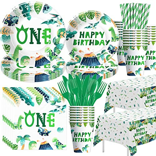 HIPVVILD Dinosaurier-Thema Geburtstagsdekoration Geschirr