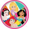 Disney Piatto piano bianco e rosa per bambine in plastica Principesse Biancaneve Ariel Jasmin Rapunzel con base antiscivolo