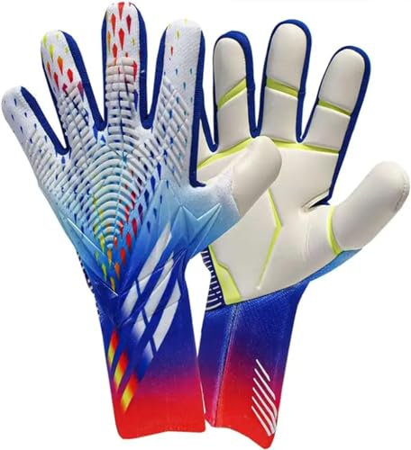 XUEQI Fußballhandschuhe für Jugendliche, Torwarthandschuhe, professionelle Latex-Torwarthandschuhe für Herren, Fußballtorwarthandschuhe mit Fingerschutz 8 B