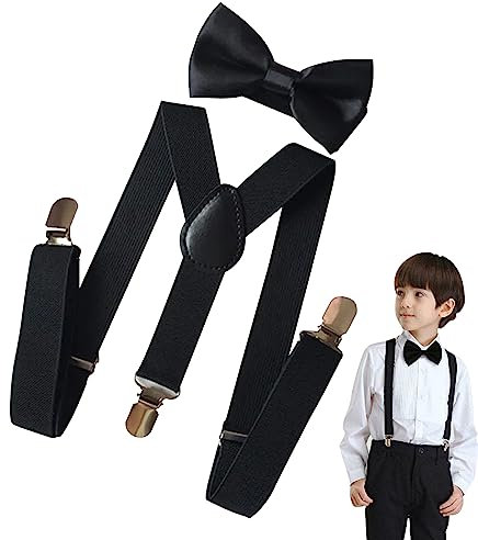 ZLXFT Bretelle e Papillon Elastici Regolabili per Bambini - Set da Ragazzo con Bretelle Y