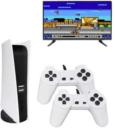 JIANJU Lot de 2 consoles de jeux rétro, console de jeu 8 bits, câble USB, lecteur de jeu portable, 2000 jeux classiques, sortie rétro, console de jeu TV pour enfant, Plug and Play