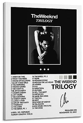 Poster, Albumcover-Poster, Motiv: The Weeknd Trilogy, Leinwand, Foto, Schlafzimmer, Musikposter, Album, Vintage-Musikposter und Kunstdrucke, dekoratives Geschenk für Zuhause, 60 x 90 cm, Rahmenstil