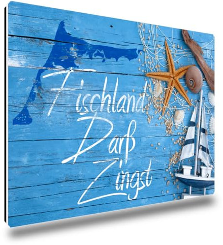 TRIOSK Kühlschrankmagnete Ostsee Magnet Insel Fischland-Darß-Zingst Spruch Souvenir Geschenk Maritim für Reiselustige Frauen Männer Ostseeliebhaber Kühlschrank stark eckig groß 85x55 mm