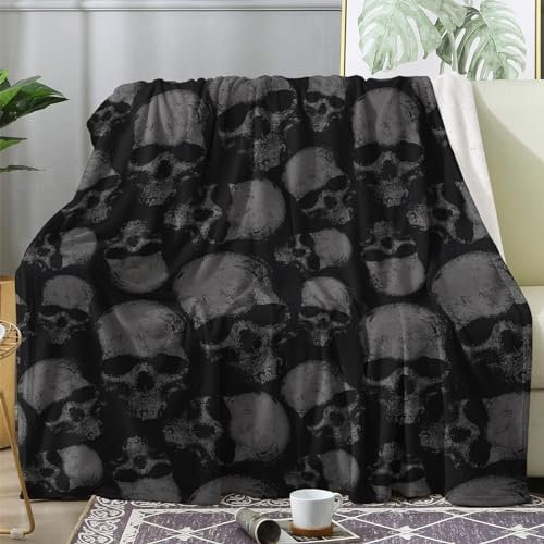 ZDABAOEC Kuscheldecke Flauschig Gothic Totenkopf Decke, Fleecedecke 150x200, Sofadecke & Couchdecke, Weiche Kuschelige Wohndecke Blanket, XL Decken für Sofa Couch