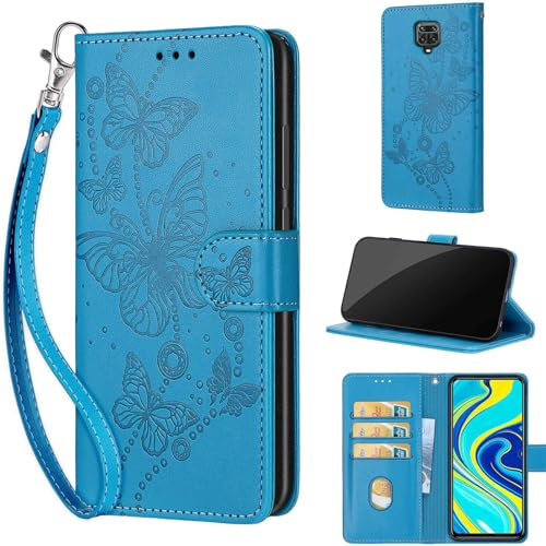 Funda para Xiaomi Redmi Note 9S / Redmi Note 9 Pro/Redmi Note 9 Pro MAX Carcasa, Funda de Cuero de Flip Móvil Plegable Funda para Xiaomi Redmi Note 9S / Note 9 Pro/Note 9 Pro MAX Azul