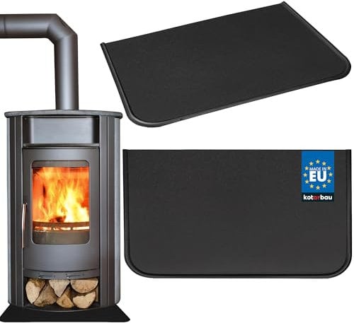 KOTARBAU® Kamin Bodenplatte 40 x 60 cm aus Pulverbeschichtung Stahl Schwarz Bodenblech Ascheblech Kaminbodenplatte Kaminplatte Schmutzblech Bodenschutz für Feuerstellen Ofenblech Funkenschutzplatte