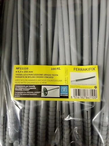 Cheville Percussion Panneaux Isolants Maçonnerie Pleine Plaque de plâtre Isolation Manteau (diamètre 8 mm x longueur 255 mm (100 pcs))