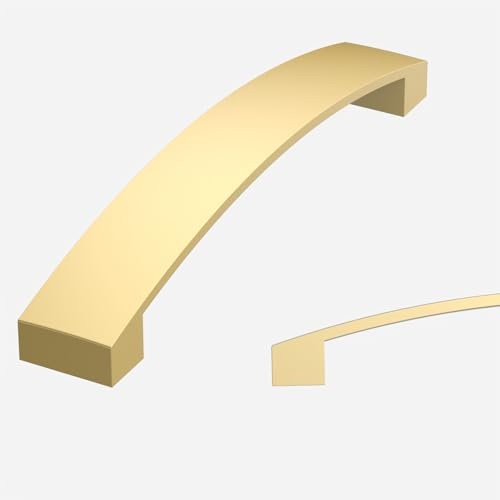 Amerdeco 10 Stück Möbelgriffe Brushed Gold,128mm Lochabstand, Aluminiumlegierung Schubladengriffe & Schrankgriffe für Küchenschränke & Kleiderschränke UK0021