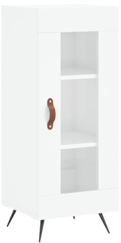 Homvdxl Low Sideboard, Narrow & Slim Bookcase Display Unit with Glass Door, 34.5x34x90 cm Buffet Cabinet for Living Room, Bedroom, Office, Modern (White High Gloss)