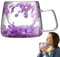Vaso de Doble Pared Con Flores Secas de 200 ml | Taza de Café de Vidrio Aislado Con Asa | Taza Creativa Con Aislamiento