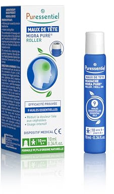 Puressentiel - Maux de tête - Roller Migra Pure aux 9 Huiles Essentielles - Effet frais immédiat - Efficacité prouvée pour réduire les douleurs céphalées – 10 ml