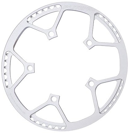 YLME Fahrrad Kettenblatt, 45T 47T 53T 58T Faltrad Kettenblatt Mit Schutzabdeckung, 130 BCD Single Disc Narrow Wide Kettenblatt Für Single Speed ​​Rennräder Und BMX Fahrräder,Silber,45T