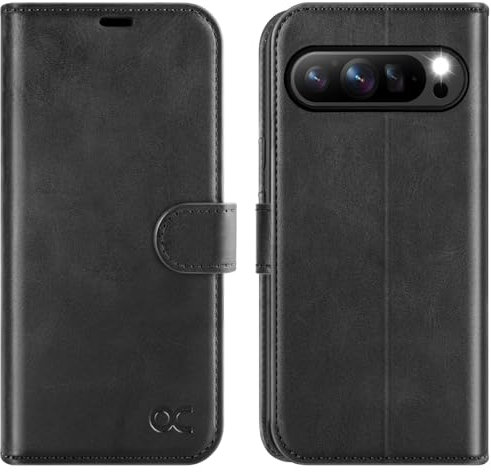 OCASE for Google Pixel 9 Case, Google Pixel 9 Pro Case PU Leather Wallet Phone Case with [Card Holders] [RFID Blocking] [Shockproof TPU] Magnetic Protective Flip Cover for Pixel 9/9 Pro,Black Graphite