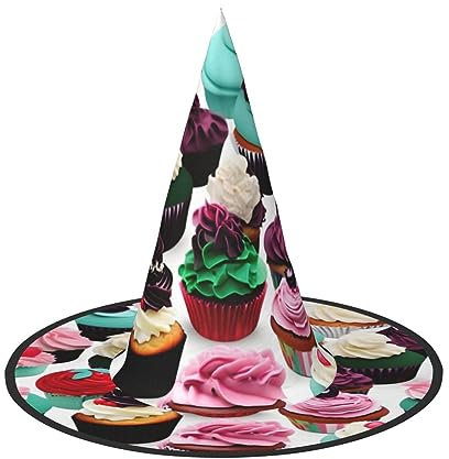 ROMuka Köstlicher Cupcake-Hut, Halloween, komplett, Party, Mädchen, breite Krempe, faltbar, scharf, Party, Kostüm, Cosplay