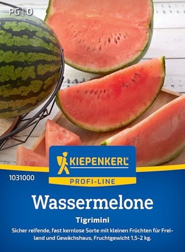 Kiepenkerl Wassermelonensamen Tigrimini 1031000, Saatgut | Kompakt, Gewicht 1,5-2 kg, aromatisch, für Beet, Freiland & Gewächshaus