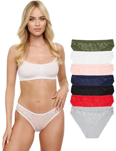 Tazzio Damen Slip 7er-Pack Unterhosen Slips Unterwäsche Pantys Mehrpack Tanga String Baumwolle Set F911