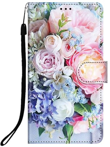 DiaryTown Hülle für iPhone 17e / iPhone 16e Handyhülle Lederhülle Kartenfach Ständer Klapphülle 360 Stoßfest Schutzhülle Flip Case Cover Brieftasche iPhone 16e 2025 Handytasche - Rosa Lila Blume
