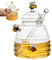 Honey Jar with Dipper 1Set Honey Pot with Cute Honeybees 500ml Honey Jar with Dipper and Lid Cover Honey Pot and Drizzler Transparent Honey Jar with Dipper