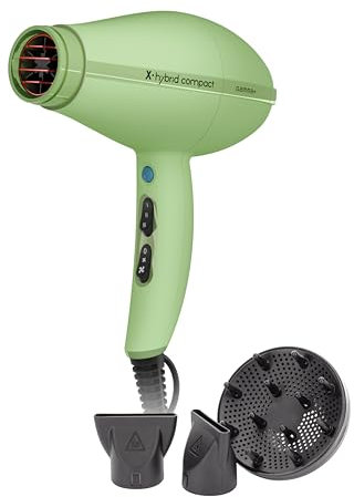GAMMA+ Professioneller Haartrockner X-Hybrid Compact, Leichter & Kompakter Föhn mit Ionen-Technologie, Turmalinbeschichtetes Gitter, 1800–2100W (Matcha-Grün)