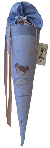 coopz Schultüte 70 cm Ballerina mit Haarschleife Handmade Zuckertüte Einschulung Schulstart, Farbe:Flieder