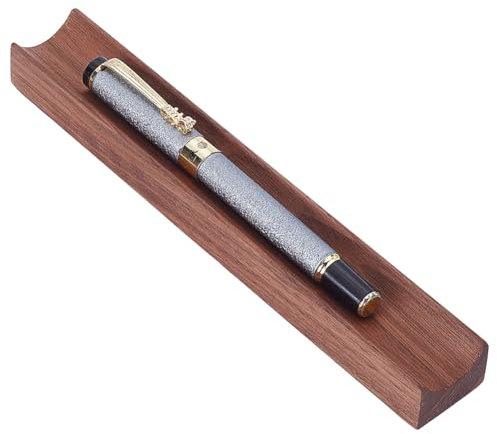 PLIGREAT Single Walnut Wood Pen Tray Wooden Desk Pencil Organizer Holder Minimalist Single Pen Rest for Office Stationery Desk Decor Retro Home Bedroom Decoration, 20x3x2cm/7.87x1.18x0.78inch