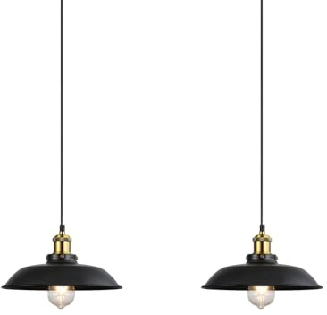 Newrays 2 Pack schwarzer Bauernhaus Industrielle Deckenleuchten | Restaurant Island Flur Speisezimmer