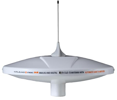 Glomex – Antenne TV/DAB Talitha AGC DAB 20 Ø25cm (Blanc), Modèle V9125AGCU/DAB20 – Amplificateur automatique, Palme de requin, Kit Câbles, Stilo DAB, Pour Bateaux – Réception TV/Radio Optimisée