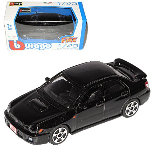 alles-meine.de GmbH Subaru Impreza WRX STI GD A Limousine Schwarz 2. Generation 2000-2002 1/43 Burago Modell Auto mit individiuellem Wunschkennzeichen