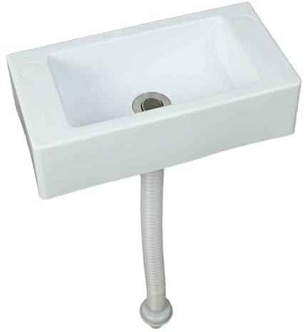 Kleines Waschbecken aus Kunststoff zur Wandmontage 40 x 20 x 11 cm weiß | Wandmontage für Wohnwagen, Gäste-WC, Badezimmer, Camping, Garten, Baustellen, Ohne Bohren Beschädigt die Wand Nicht
